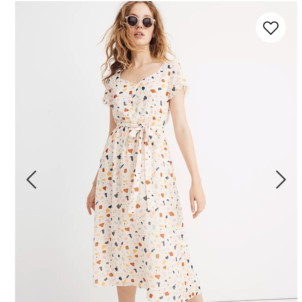 Madewell Tie-Waist Midi Dress in Terrazzo
